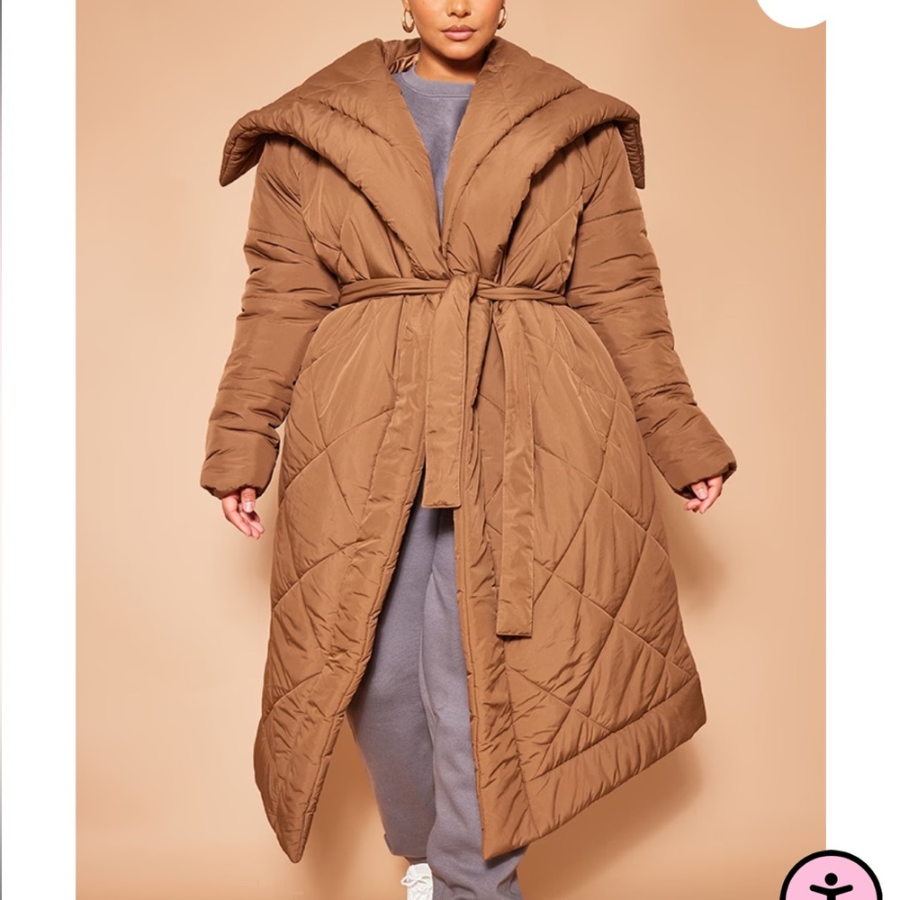 Pretty Little Thing Statement Collar Maxi belted puffer - XXL